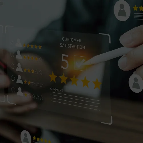 A person writing a testimonials on a tablet