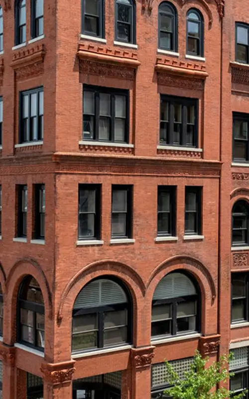 a building with many windows